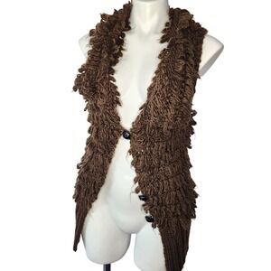 Boho shaggy knit cardigan Y2k Wool blend womens size small